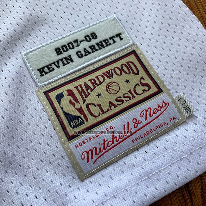 Camiseta Boston Celtics Kevin Garnett NO 5 Hardwood Classics Throwback 2007-08 Blanco